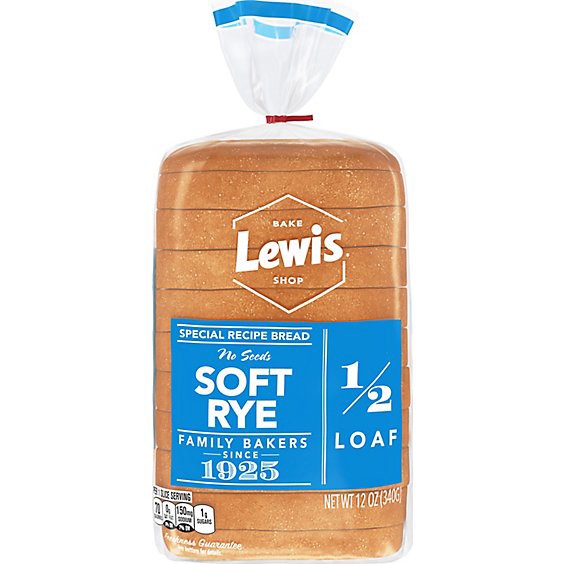 slide 1 of 1, Lewis Bake Shop Half Loaf Soft Rye - 12 Oz, 12 oz
