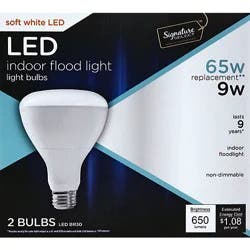 Signature Select Light Bulb Led Indoor Flood Light Soft White 9w Br30 - 2 Count