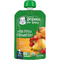 Gerber 2nd Foods Organic Baby Baby Food Pear Peach Strawberry - 6 - 3.5 Oz