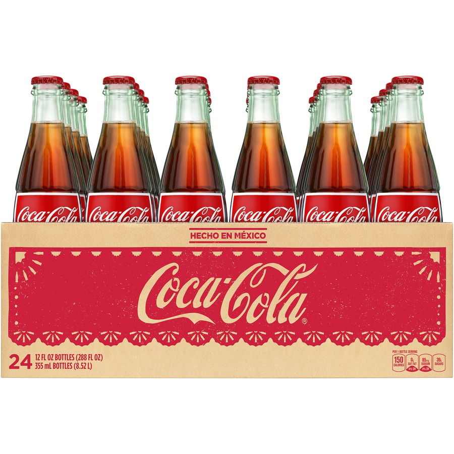 slide 2 of 6, Coca-Cola Mexican Coke Soda Soft Drink, Cane Sugar, 355 mL, 24 Pack, 24 ct; 355 ml