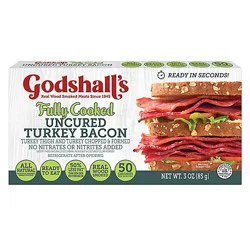 Godshalls Fully Cooked Turkey Bacon Sliced - 3 Oz