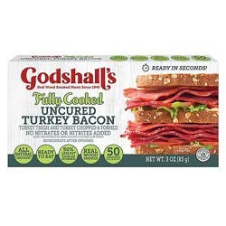 Godshalls Fully Cooked Turkey Bacon Sliced - 3 Oz