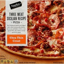 Signature Select 3 Meat Sicilian Thin Crust Frozen Pizza - 15.1 Oz