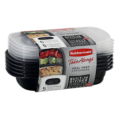slide 1 of 1, Rubbermaid Take Alongs Container Meal Prep Built In Divider, 10 ct