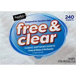 Signature Select Fabric Softener Sheets Free & Clear - 240 Count