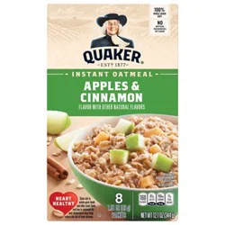 Quaker Instant Oatmeal Apple And Cinnamon - 12.1 Oz