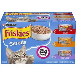 Friskies Cat Food Wet Shreds Beef Chicken And Turkey & Cheese Dinner - 24-5.5 Oz