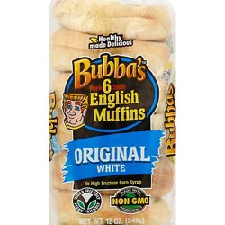 Bubbas English Muffins Fork Split Original White 6 Count - 12 Oz