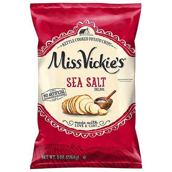 slide 1 of 7, Miss Vickies Kettle Cooked Sea Salt Potato Chips - 8 Oz, 8 oz