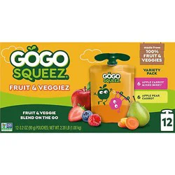 Gogo Squeez Fruit & Veggiez Variety Pack Pear Berry - 12 - 3.2 Oz
