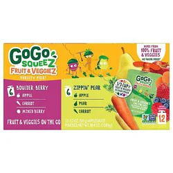 Gogo Squeez Fruit & Veggiez Variety Pack Pear Berry - 12 - 3.2 Oz