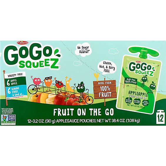 slide 1 of 1, Gogo Squeez Applesauce Variety Pack Apple Apple Gimme Five! - 12-3.2 Oz, 12 ct