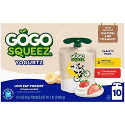 Gogo Squeez Yogurtz Variety Pack Strawberry Banana - 10 - 3 Oz