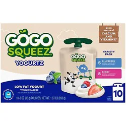 Gogo Squeez Yogurtz, Variety Pack Blueberry Berry - 10 - 3 Oz