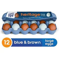 Happy Egg Eggs Heritage Breed Blue And Brown Large - 12 Count