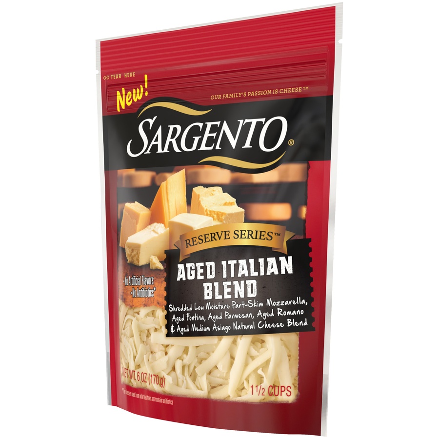 slide 3 of 8, Sargento Reserve Series Aged Italian Blend Shredded Cheese, 