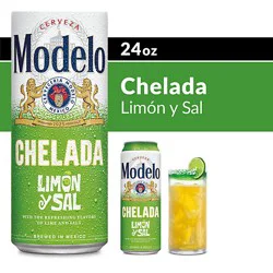 Modelo Chelada Limon Y Sal Mexican Import Flavored Beer 3.5% Abv - 24 Fl. Oz.