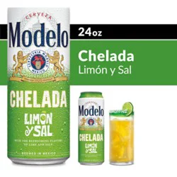Modelo Chelada Limon Y Sal Mexican Import Flavored Beer 3.5% Abv - 24 Fl. Oz.
