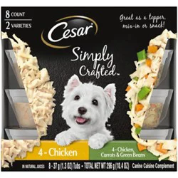 Cesar Simply Crafted Chicken/chicken Carrots & Green Beans Adult Wet Dog Food Topper Vp - 8-1.3 Oz