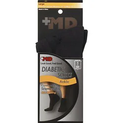 Md Socks Diabetic Seamless Toe Ankle Unisex Large Black - Each