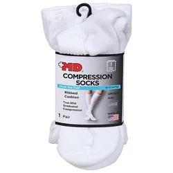 Md Socks Compression Over The Calf Ribbed Cushion Unisex Large White - Each