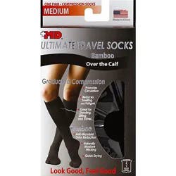 Md Socks Ultimate Travel Bamboo Graduated Compression Over The Calf Medium Black - Each