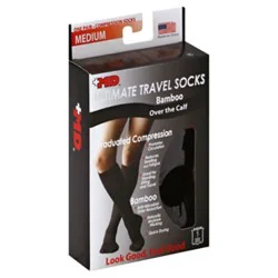 Md Socks Ultimate Travel Bamboo Graduated Compression Over The Calf Medium Black - Each