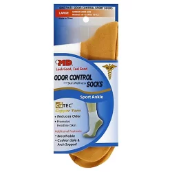 +Md Socks Unisex Odor Control & Skin Wellness Sport Ankle Large White Copper - Each