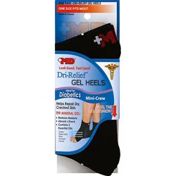 Md Socks Unisex Dri Relief Gel Heels Mini Crew One Size Fits Most Black - Each