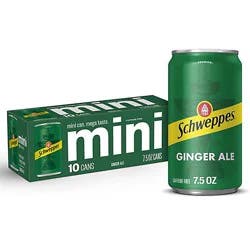 Schweppes Ginger Ale Soda Mini Cans - 10-7.5 Fl. Oz.