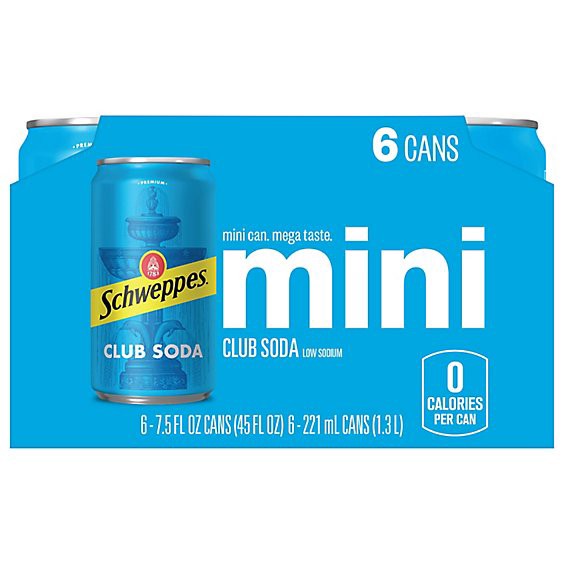 slide 1 of 1, Schweppes Club Soda - 6-7.5 Fl. Oz., 6 ct; 7.5 fl oz