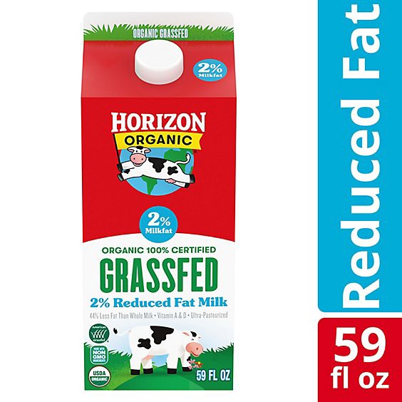 slide 1 of 1, Horizon Organic 2% Reduced Fat Grassfed Milk Carton - 59 Fl. Oz., 59 fl oz
