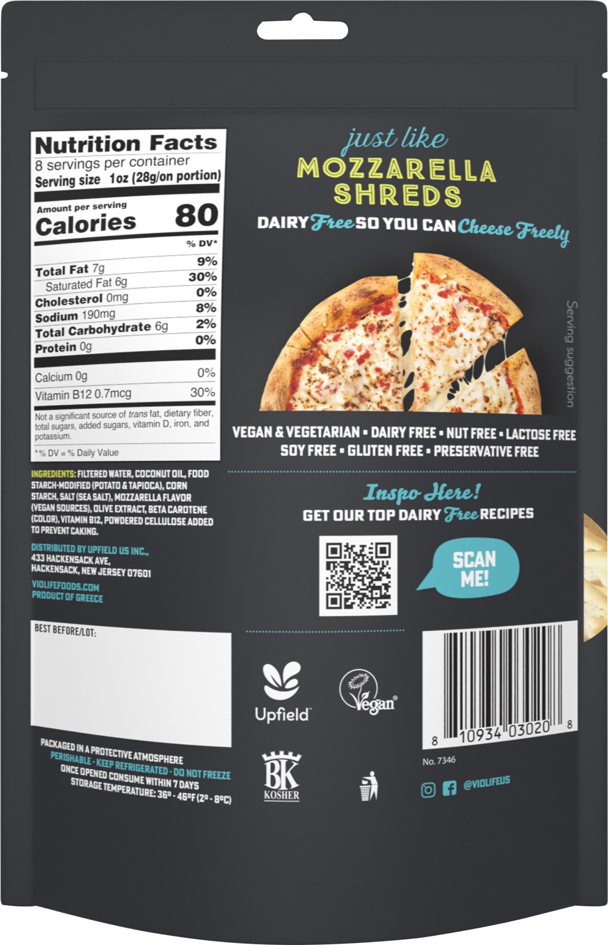 slide 5 of 10, Violife Just Like Mozzarella Shreds Dairy-Free Vegan - 8 Oz, 8 oz