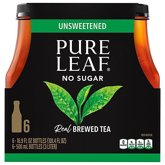 slide 1 of 1, Pure Leaf Tea Brewed Unsweetened - 6-16.9 Fl. Oz., 101.4 fl oz