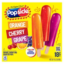 Popsicle Ice Pops Orange Cherry Grape - 18 Count