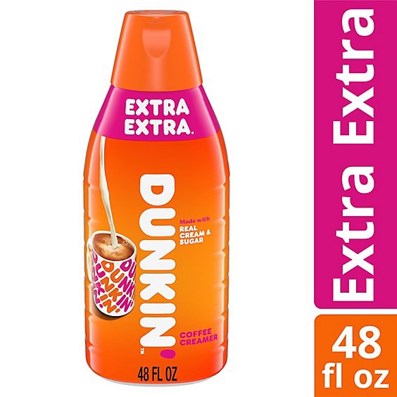 slide 1 of 3, Dunkin Donuts Coffee Creamer Extra Extra - 48 Fl. Oz., 48 fl oz