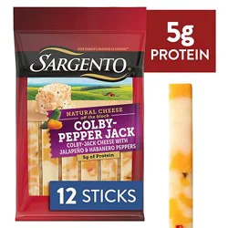 Sargento Colby-Pepper Jack Natural Cheese Snack Sticks - 12 Count