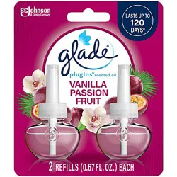 Glade Plugins Vanilla Passion Fruit Scented Oil Air Freshener Refill 2 Count - 1.34 Oz