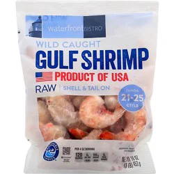 Waterfront Bistro Shrimp Gulf Raw Wild Caught Shell & Tail On Jumbo 21 To 25 Count - 16 Oz