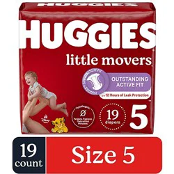 Huggies Little Movers Baby Diapers Size 5 (27+ Lbs) - 19 Count