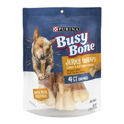 Purina Busy Jerky Wraps Beefhide & Chicken Dog Treats 4 Count - 7.78 Oz