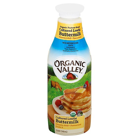 slide 1 of 1, Organic Valley Buttermilk Cultured Lowfat 1 Quart - 946 Ml, 32 fl oz