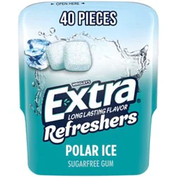 Extra Refreshers Sugar Free Chewing Gum Polar Ice - 40 Count