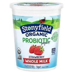 Stonyfield Organic Probiotic Yogurt Whole Milk Strawberry - 32 Oz