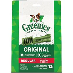 Greenies Original Regular Natural Dog Dental Care Chews Oral Health Dog Treats 12 Count - 12 Oz