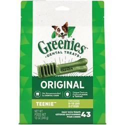 Greenies Original Teenie Natural Dog Dental Care Chews Oral Health Dog Treats 43 Count - 12 Oz
