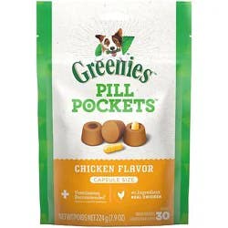 Greenies Pill Pockets Chicken Flavor Capsule Size Natural Soft Dog Treats 30 Count - 7.9 Oz