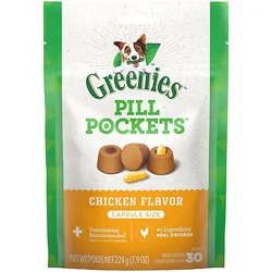 Greenies Pill Pockets Chicken Flavor Capsule Size Natural Soft Dog Treats 30 Count - 7.9 Oz