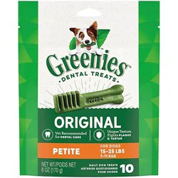 Greenies Original Petite Natural Dog Dental Care Chews Oral Health Dog Treats 10 Count - 6 Oz