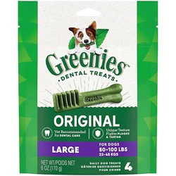 Greenies Original Large Natural Dog Dental Care Chews Oral Health Dog Treats 4 Count - 6 Oz